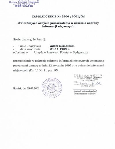 zaświadczenie poczta