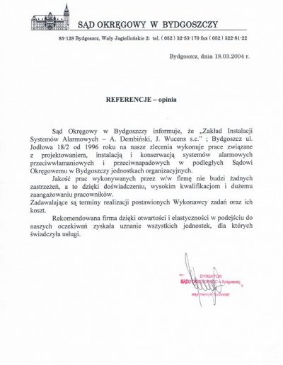 referencje sąd okręgowy