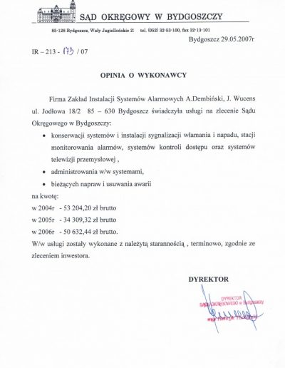 opinia sąd okręgowy