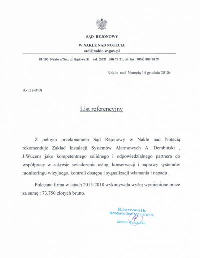 list referencyjny sąd