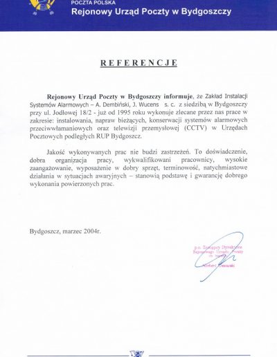 referencje poczty w Bydgoszczy